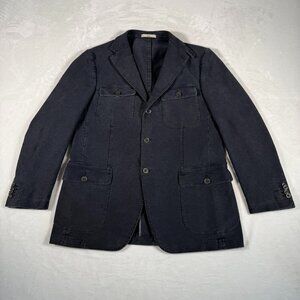 Arthur and Fox Pea Coat Men Size L 52 Blue Pockets Button Closure Blazer Jacket